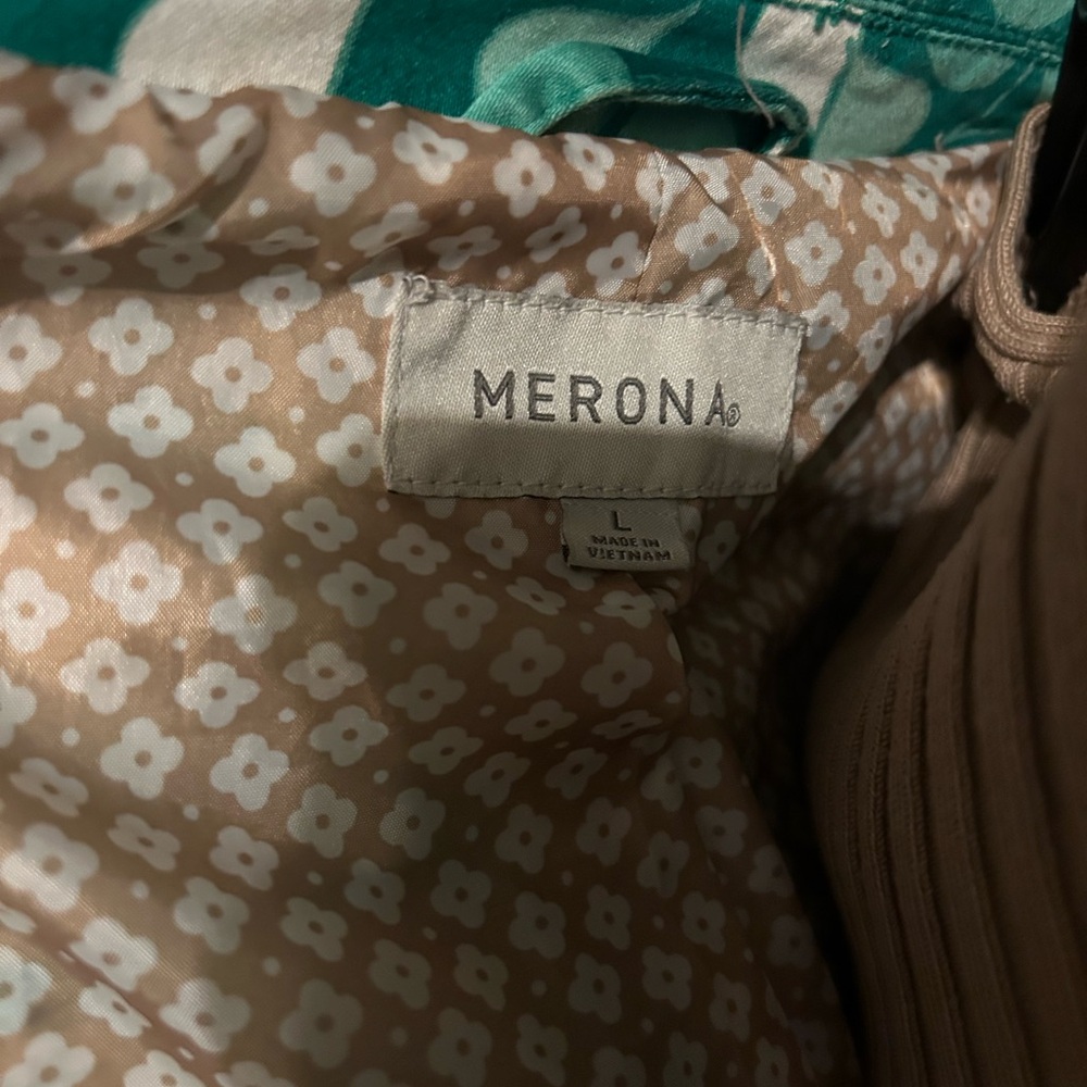 Merona Green and Tan Floral Dress